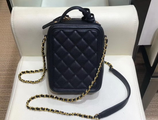 Chanel Vanity Case Grained Calfskin and Gold Tone Metal Black AS0988