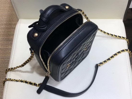 Chanel Vanity Case Grained Calfskin and Gold Tone Metal Black AS0988