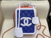 Chanel Vanity Case Grained Calfskin and Gold Tone Metal Blue White and Orange AS0988