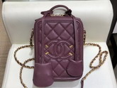 Chanel Vanity Case Grained Calfskin and Gold Tone Metal Burgundy AS0988