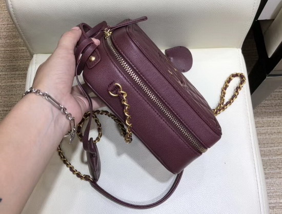 Chanel Vanity Case Grained Calfskin and Gold Tone Metal Burgundy AS0988