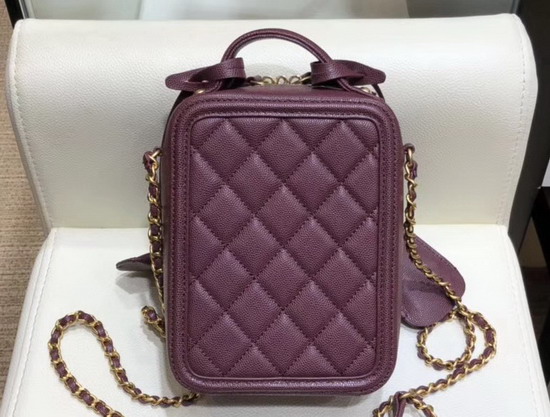 Chanel Vanity Case Grained Calfskin and Gold Tone Metal Burgundy AS0988