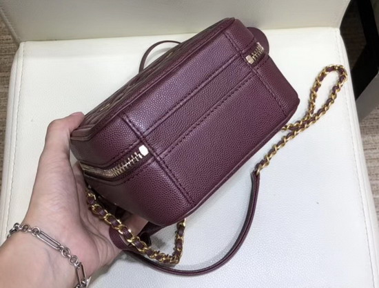 Chanel Vanity Case Grained Calfskin and Gold Tone Metal Burgundy AS0988