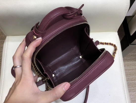 Chanel Vanity Case Grained Calfskin and Gold Tone Metal Burgundy AS0988