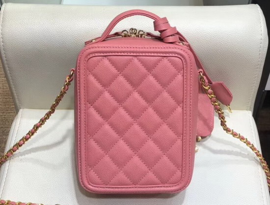 Chanel Vanity Case Grained Calfskin and Gold Tone Metal Pink AS0988