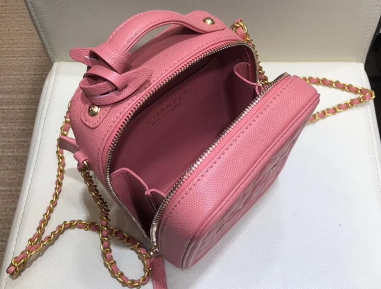 Chanel Vanity Case Grained Calfskin and Gold Tone Metal Pink AS0988