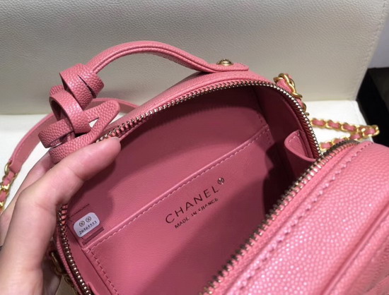 Chanel Vanity Case Grained Calfskin and Gold Tone Metal Pink AS0988