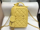 Chanel Vanity Case Grained Calfskin and Gold Tone Metal Yellow AS0988