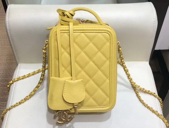 Chanel Vanity Case Grained Calfskin and Gold Tone Metal Yellow AS0988