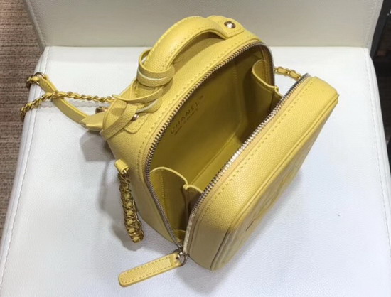 Chanel Vanity Case Grained Calfskin and Gold Tone Metal Yellow AS0988