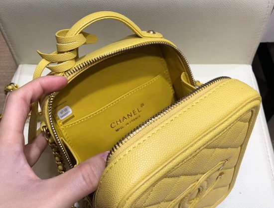 Chanel Vanity Case Grained Calfskin and Gold Tone Metal Yellow AS0988