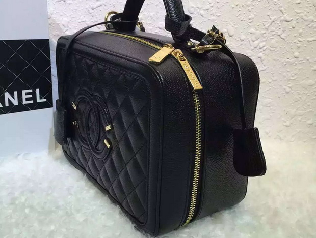 Chanel Vanity Case Grained Lambskin Black for Sale