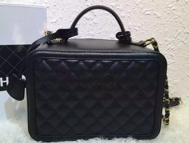 Chanel Vanity Case Grained Lambskin Black for Sale