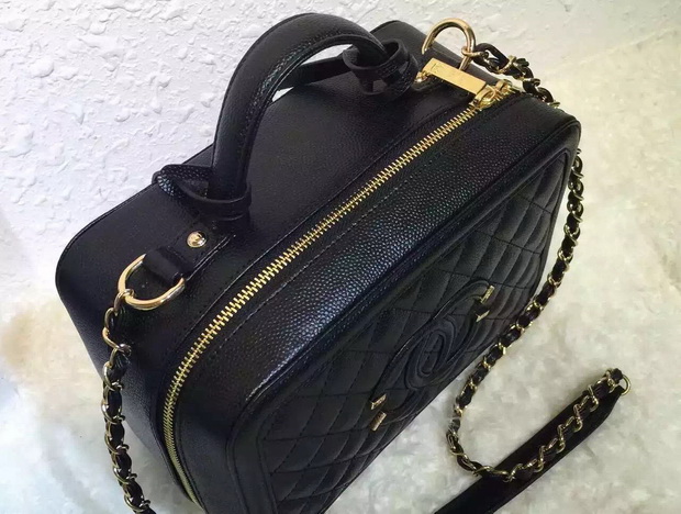 Chanel Vanity Case Grained Lambskin Black for Sale