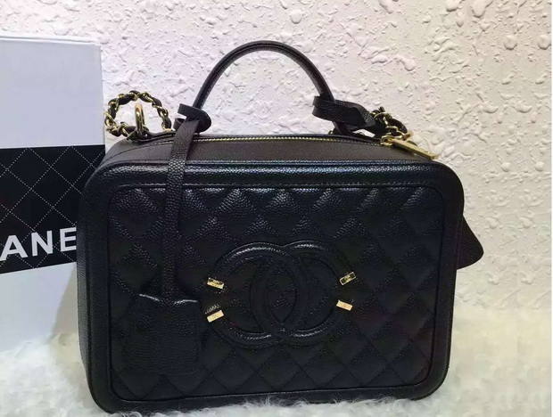 Chanel Vanity Case Grained Lambskin Black for Sale