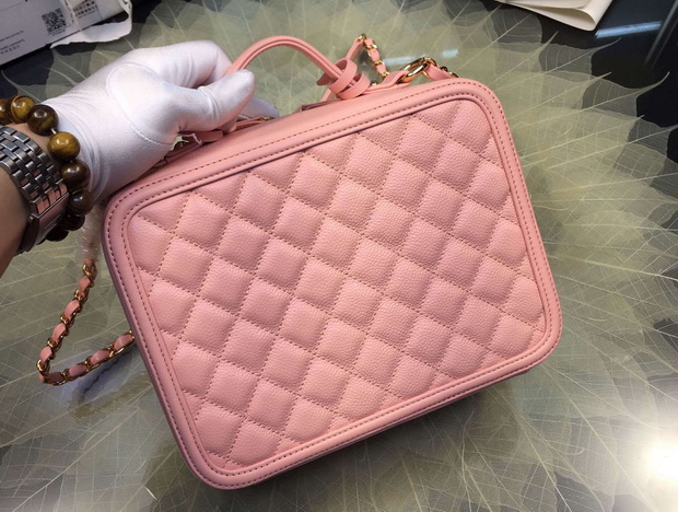 Chanel Vanity Case Grained Lambskin Pink for Sale