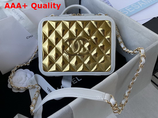 Chanel Vanity Case Lambskin Gold Metal White Ref AS2900 Replica