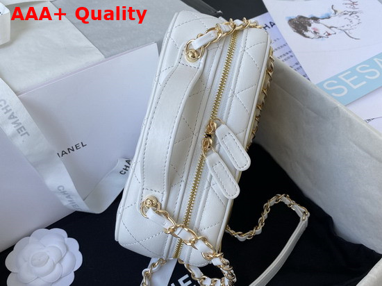 Chanel Vanity Case Lambskin Gold Metal White Ref AS2900 Replica