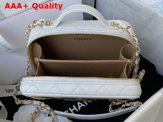 Chanel Vanity Case Lambskin Gold Metal White Ref AS2900 Replica