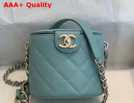 Chanel Vanity Case Lambskin Resin and Gold Tone Metal Light Blue AS1355 Replica