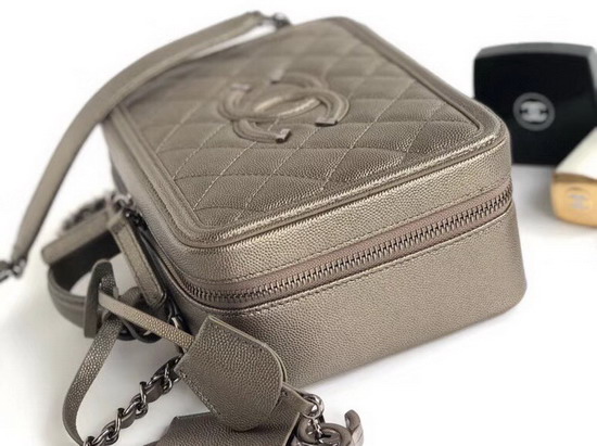 Chanel Vanity Case in Antique Silver Grained Metallic Lambskin