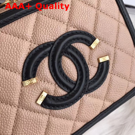 Chanel Vanity Case in Beige Grained Calfskin Gold Tone Metal Replica