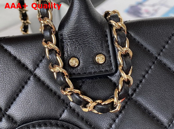 Chanel Vanity Case in Black Calfskin Gold Tone Metal AS3345 Replica