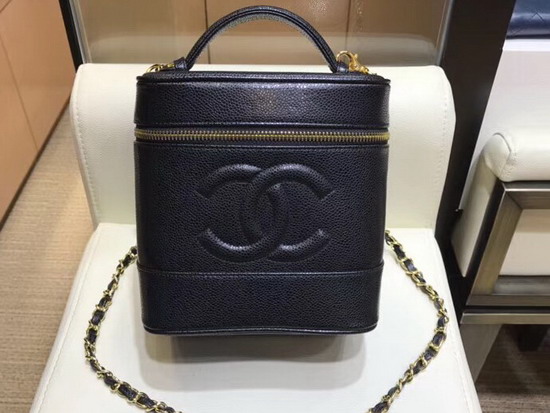 Chanel Vanity Case in Black Grained Calfskin