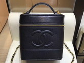 Chanel Vanity Case in Black Grained Calfskin