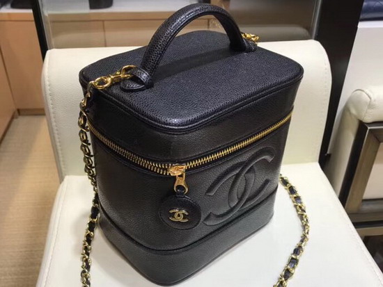 Chanel Vanity Case in Black Grained Calfskin