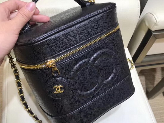 Chanel Vanity Case in Black Grained Calfskin