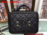 Chanel Vanity Case in Black Grained Calfskin Gold Tone Metal Replica