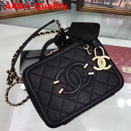 Chanel Vanity Case in Black Grained Calfskin Gold Tone Metal Replica