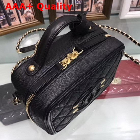 Chanel Vanity Case in Black Grained Calfskin Gold Tone Metal Replica