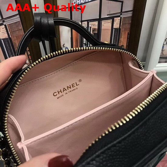 Chanel Vanity Case in Black Grained Calfskin Gold Tone Metal Replica