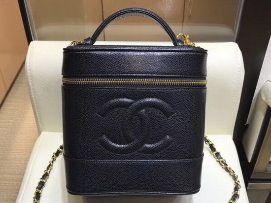 Chanel Vanity Case in Black Grained Calfskin