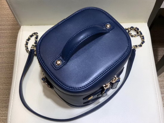 Chanel Vanity Case in Blue Lambskin AS0323