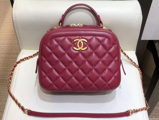 Chanel Vanity Case in Burgundy Calfskin A57905