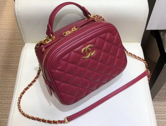 Chanel Vanity Case in Burgundy Calfskin A57905