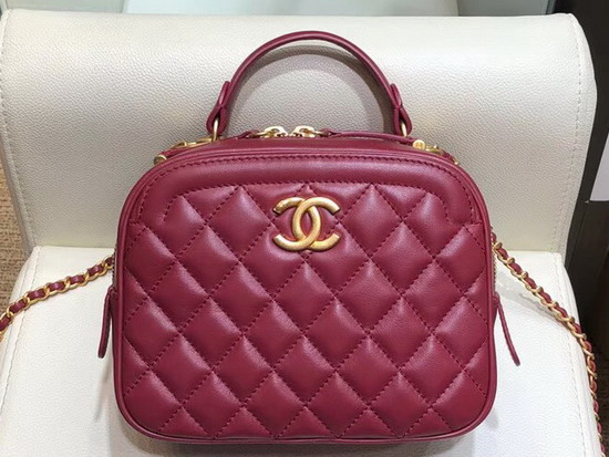 Chanel Vanity Case in Burgundy Calfskin A57905