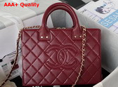 Chanel Vanity Case in Burgundy Calfskin Gold Tone Metal AS3345 Replica