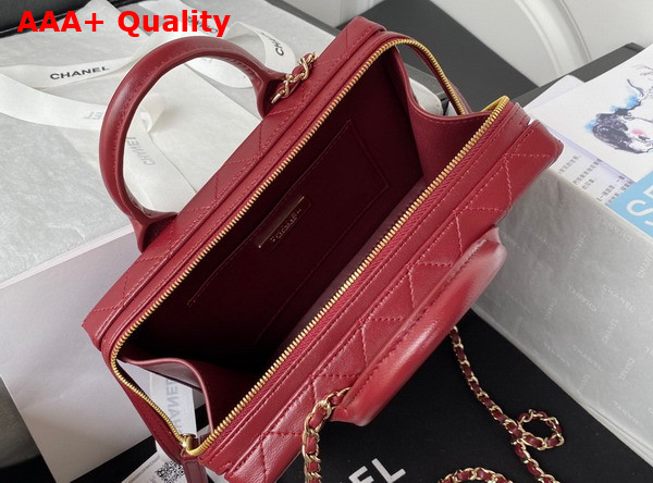 Chanel Vanity Case in Burgundy Calfskin Gold Tone Metal AS3345 Replica