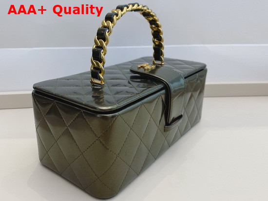 Chanel Vanity Case in Dark Green Patent Leather Replica