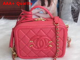 Chanel Vanity Case in Fuchsia Grained Calfskin Gold Tone Metal Replica