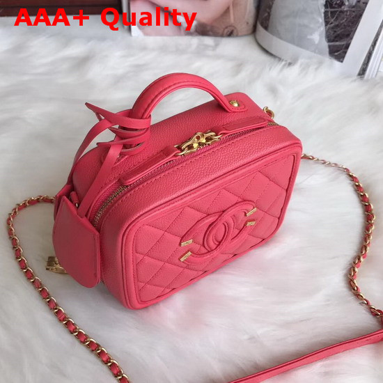 Chanel Vanity Case in Fuchsia Grained Calfskin Gold Tone Metal Replica