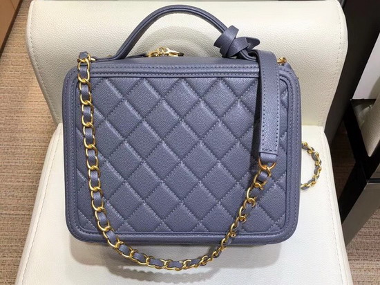 Chanel Vanity Case in Grey Grained Calfskin