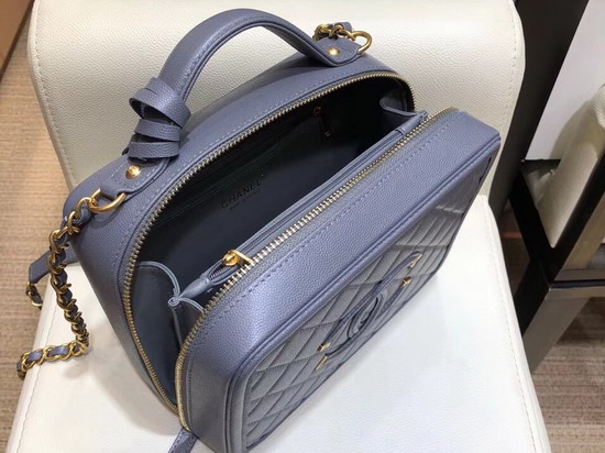 Chanel Vanity Case in Grey Grained Calfskin