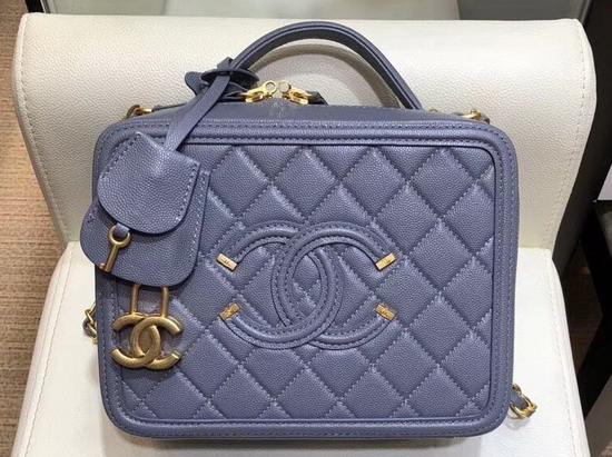 Chanel Vanity Case in Grey Grained Calfskin