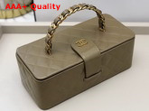 Chanel Vanity Case in Khaki Patent Leather Replica