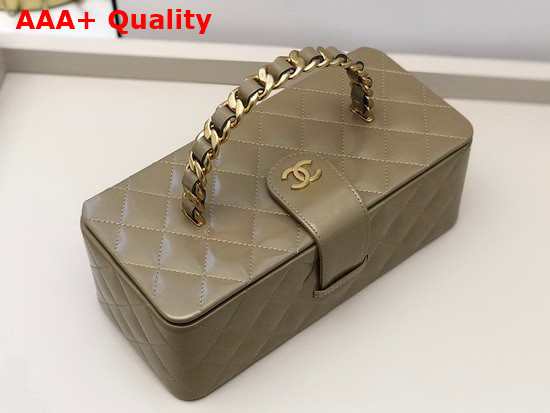 Chanel Vanity Case in Khaki Patent Leather Replica